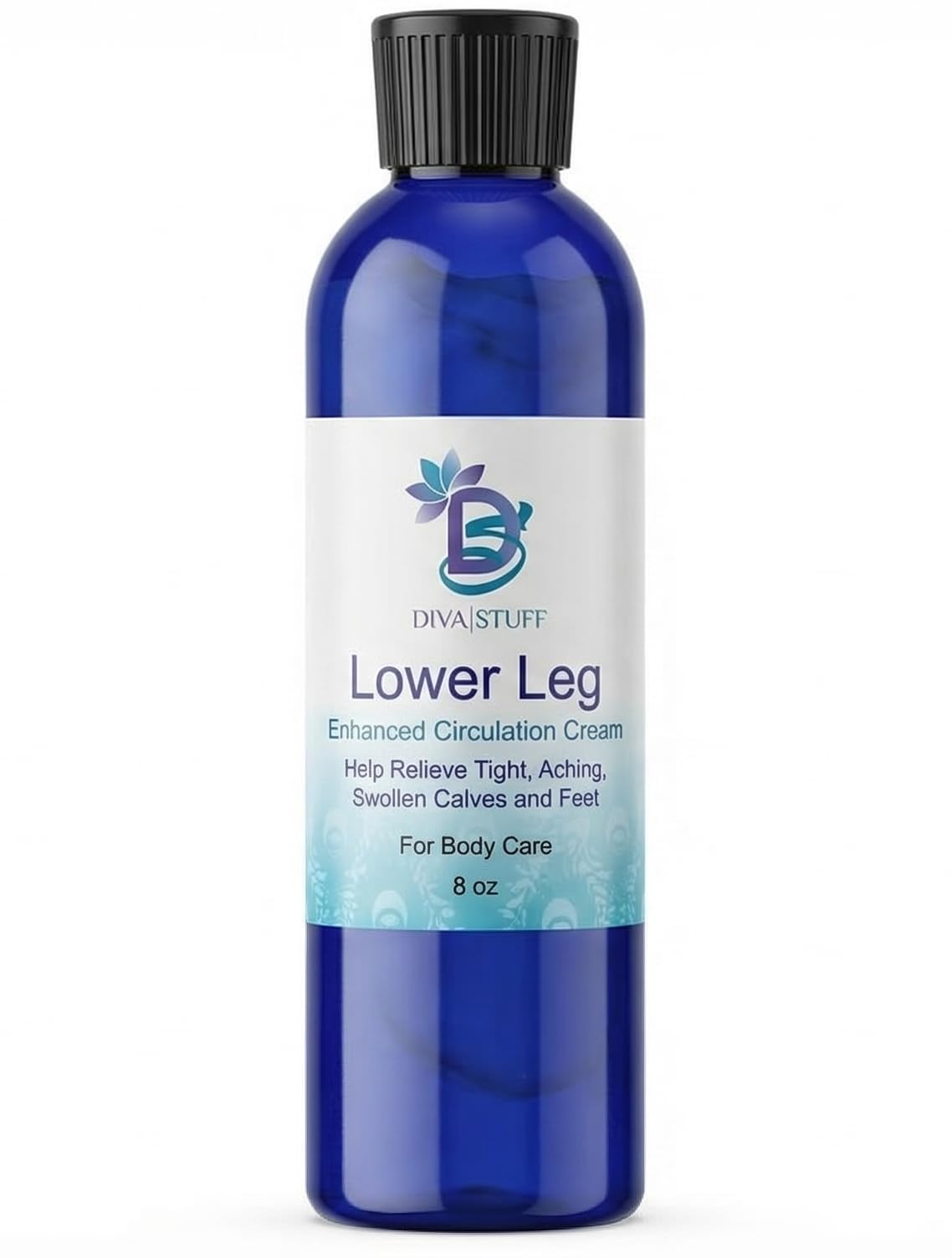 Diva Stuff Lower Leg and Foot Cream bottle showing cooling sensation for tired legs.