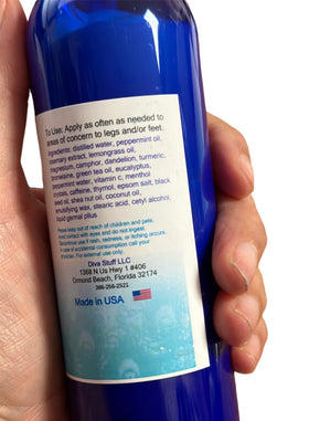 Diva Stuff Lower Leg and Foot Cream tub close-up highlighting soothing texture and hydration.
