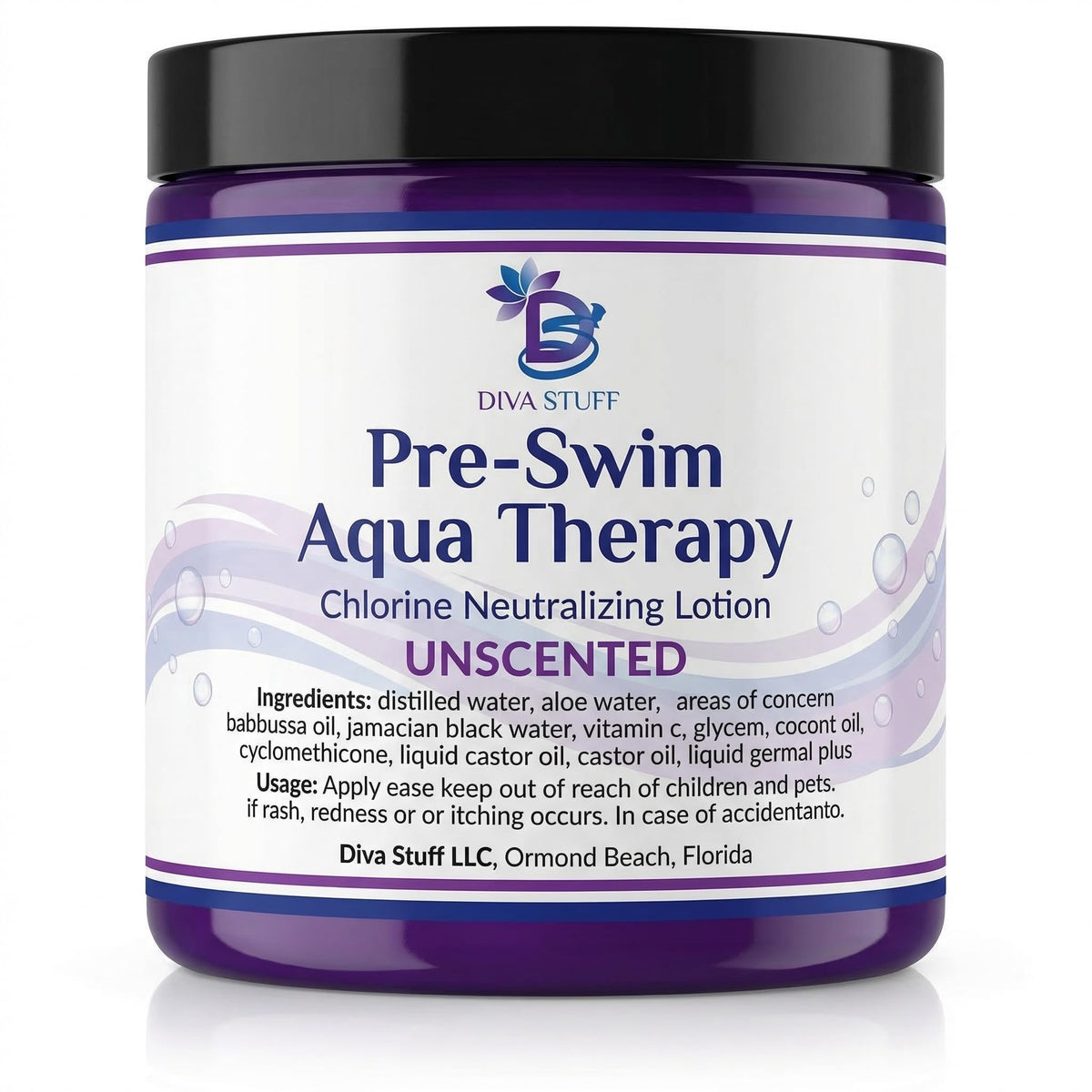 Diva Stuff pre-swim aqua therapy bottle ready for pool and beach prep