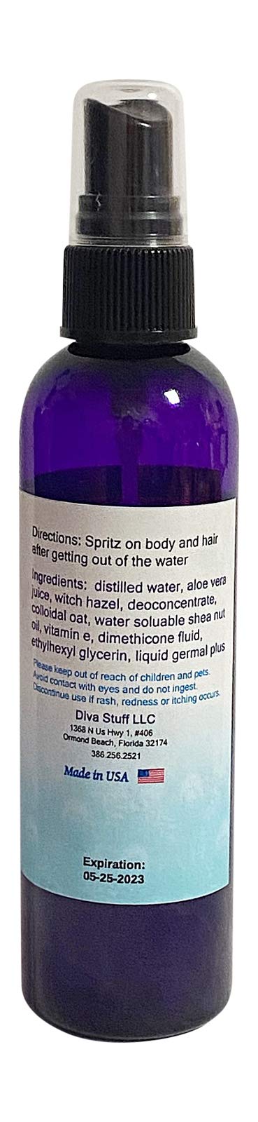Diva Stuff Swim Spritz being applied to face, body, and hair for chlorine protection