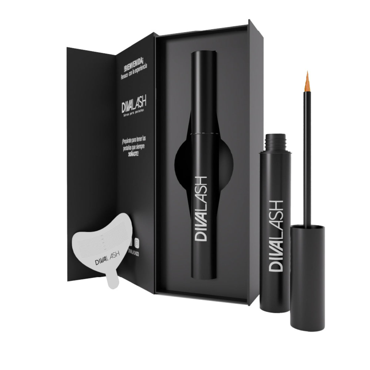 Divalash bottle with precision applicator for nightly lash care and easy application