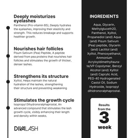 Divalash bottle close-up showing a natural formula gentle on eyes