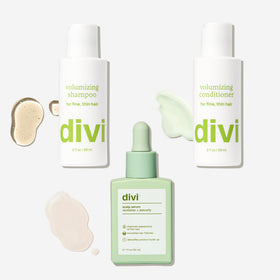 Divi healthy hair goals bundle on a vanity ready for daily use.