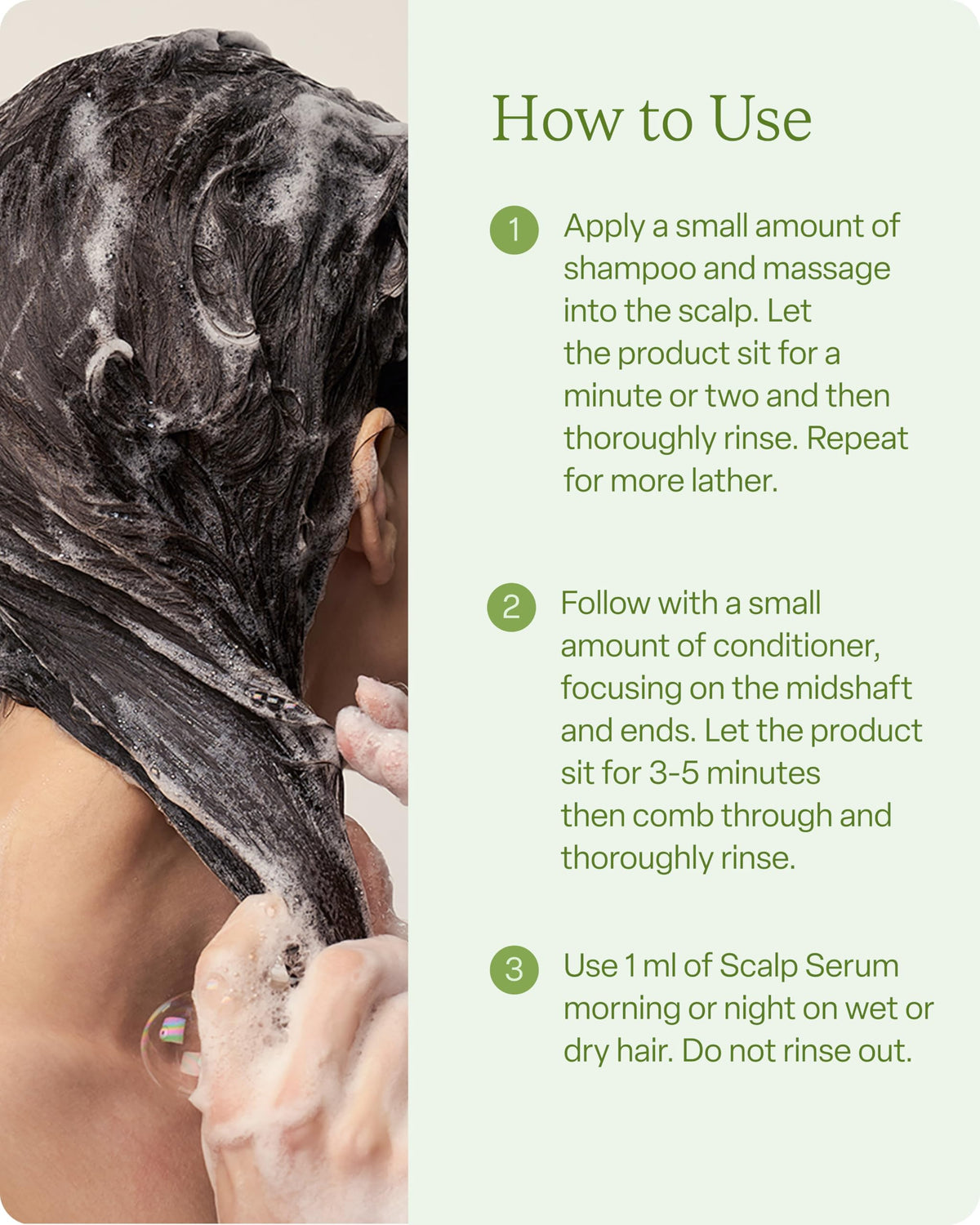Divi conditioner being applied mid-length to smooth and add body.