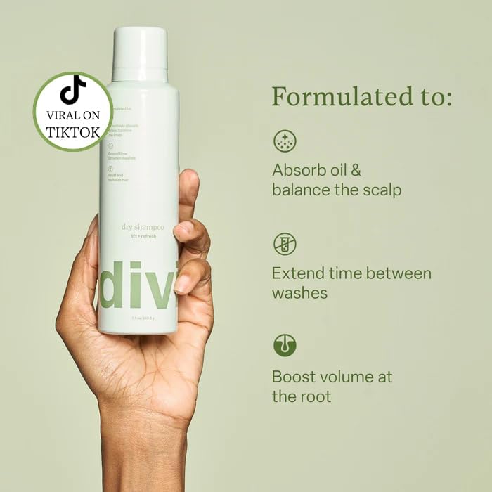 Divi dry shampoo spray on roots for instant refresh and volume
