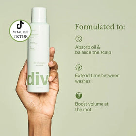 Divi dry shampoo spray on roots for instant refresh and volume