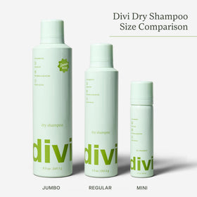 Divi dry shampoo spray's 9.5 oz bottle offers multiple uses between washes.