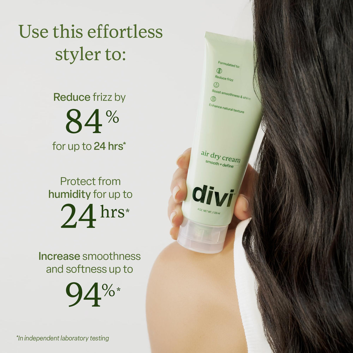 Divi Heat Free Duo hair texture after use shows smooth, natural shine