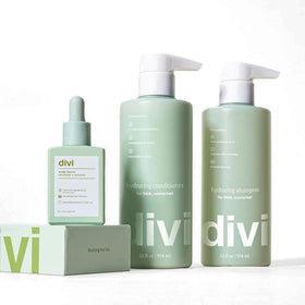 Divi Hydrating Shampoo bottle for a gentle cleanse on thick hair.