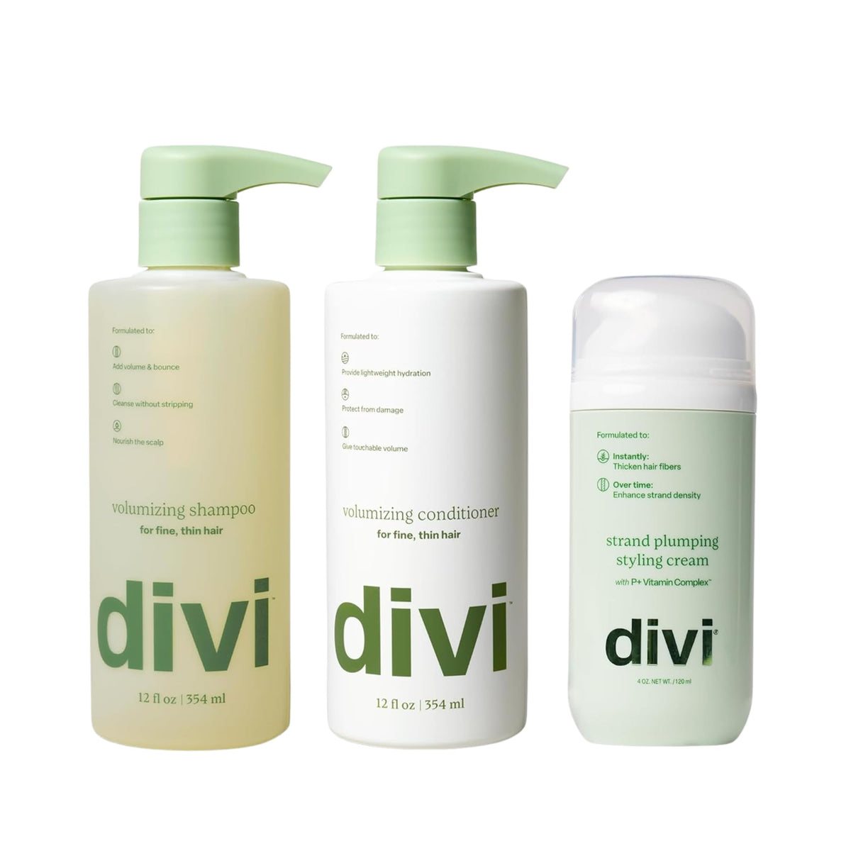 Divi Major Volume Shampoo bottle demonstrates lift without weight for fine hair