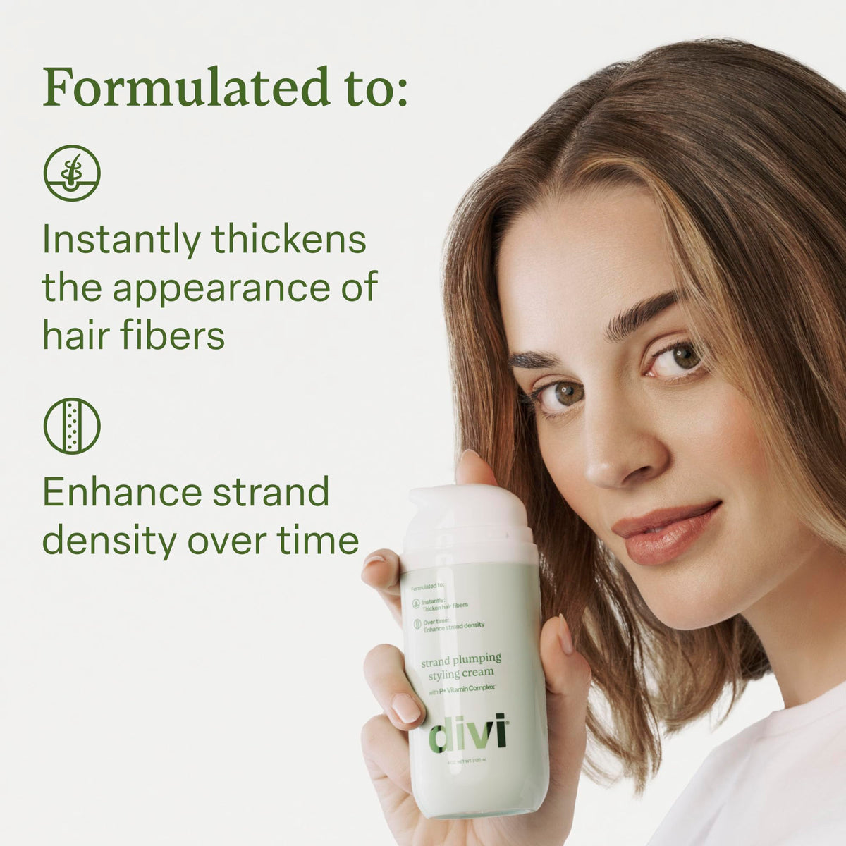 Divi Strand Plumping Styling Cream tube thickens strands for instant body