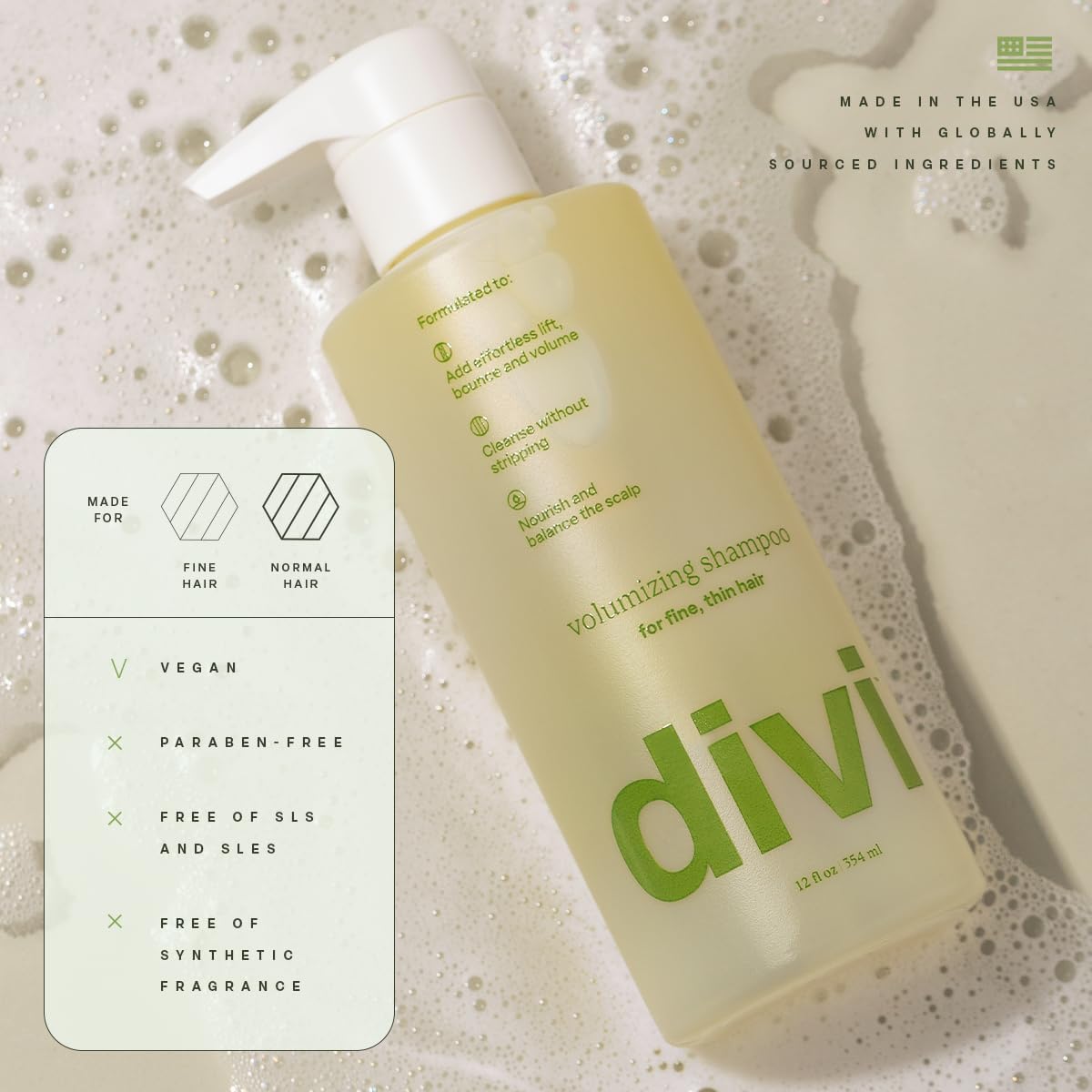 Divi Volumizing Shampoo with biotin and glucosamine for healthy texture