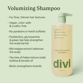 Divi Volumizing Shampoo provides visible volumization on hair strands