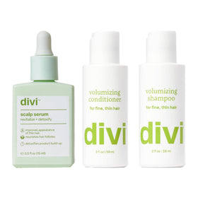 Divi volumizing shampoo bottle showing lightweight lift for fine hair