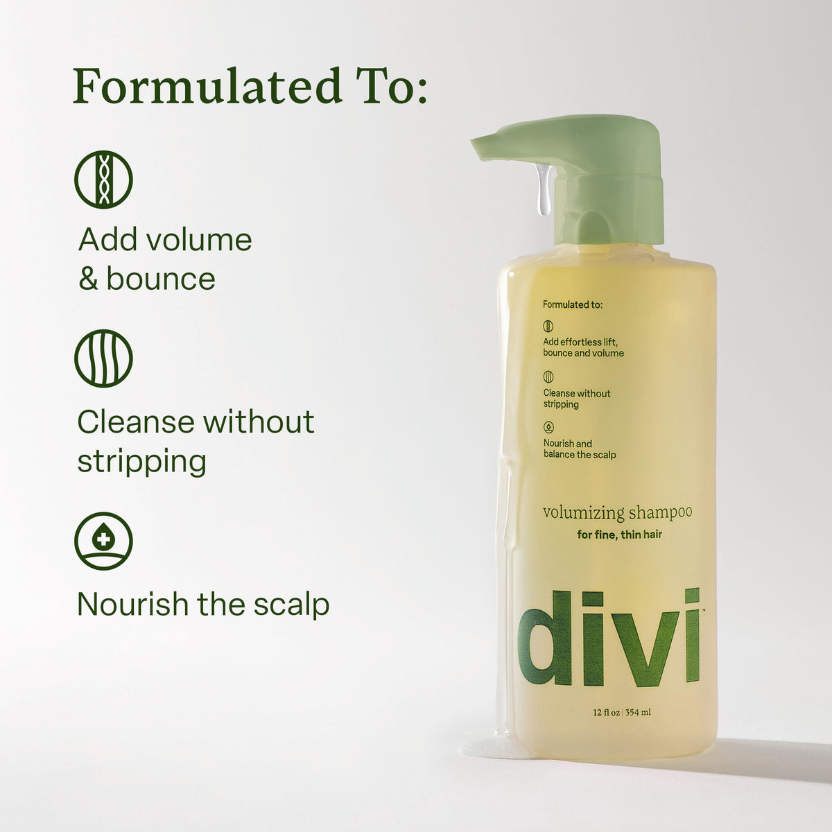 Divi Volumizing Shampoo and Conditioner in action, boosting shine without weight