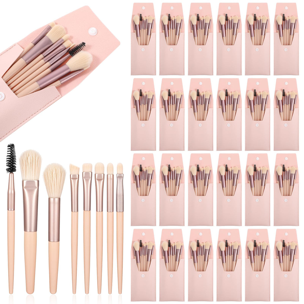 DIVINA VITAE 24-set travel brush kit with compact pink case for on-the-go makeup