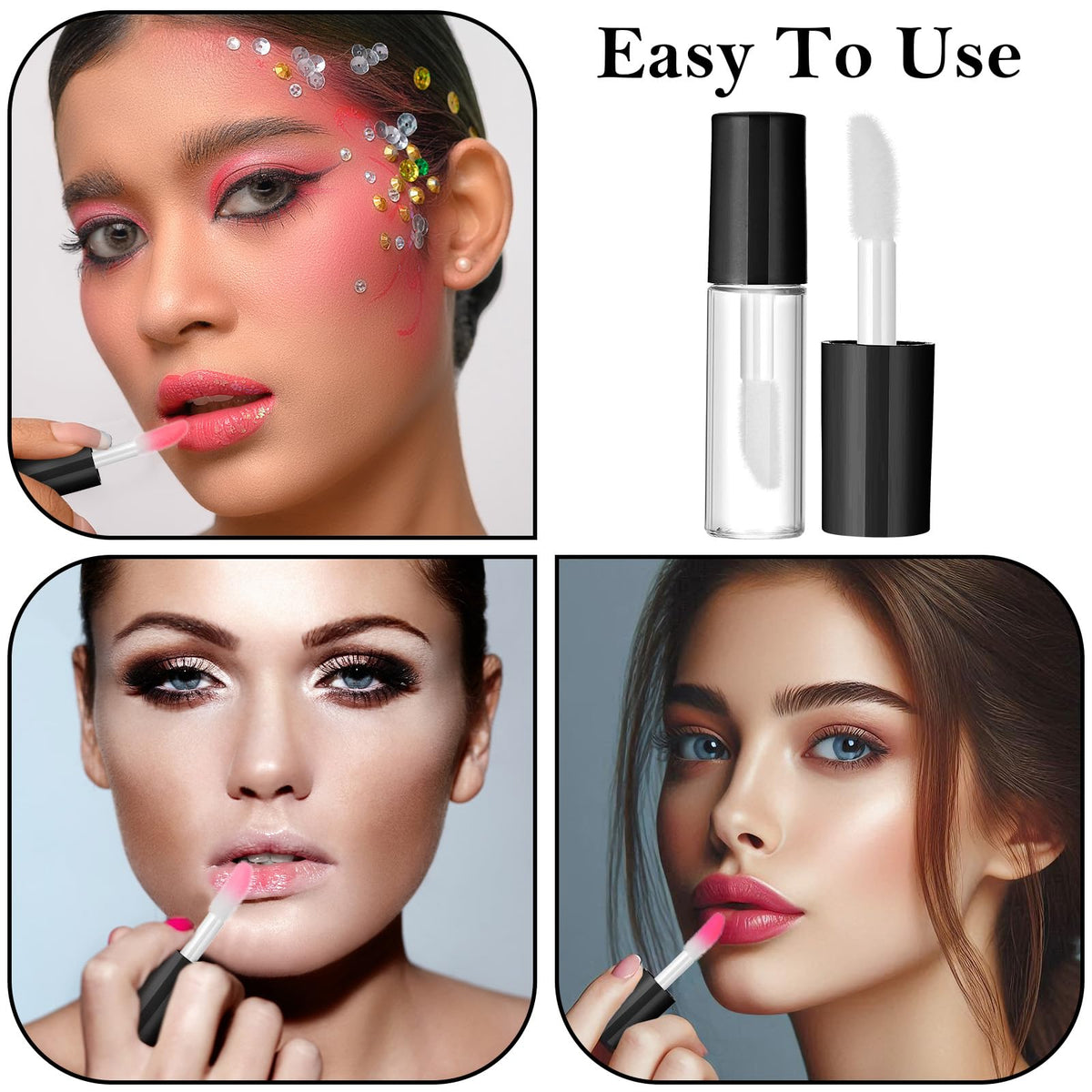 DIVINA VITAE lip gloss tubes showing wand and fill ease for professional makeup artists