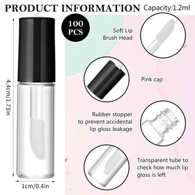 DIVINA VITAE mini lip gloss tubes with clear body and black cap for DIY mixes