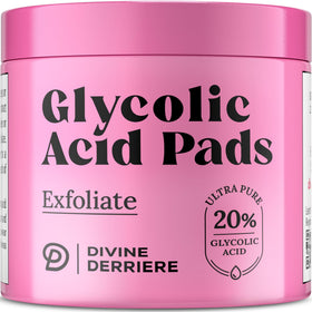 Divine Derriere glycolic pads after-use glow suggests smoother, brighter texture.