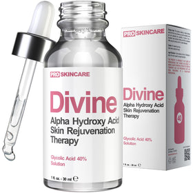 Divine Derriere Glycolic Peel bottle for at-home exfoliation and smoother skin texture.