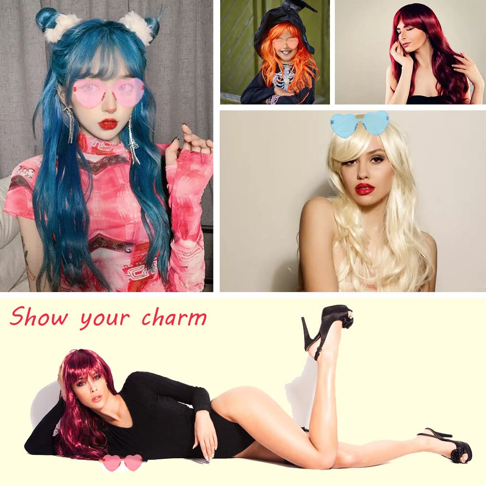 DIYI multi-color glasses set to complement neon wigs with coordinated looks.