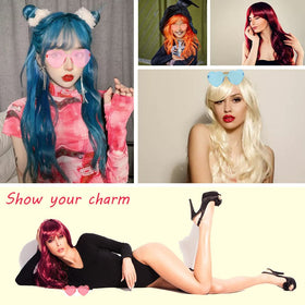 DIYI multi-color glasses set to complement neon wigs with coordinated looks.