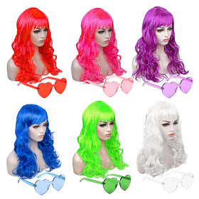 DIYI neon blue long wig for vibrant party looks and photos.