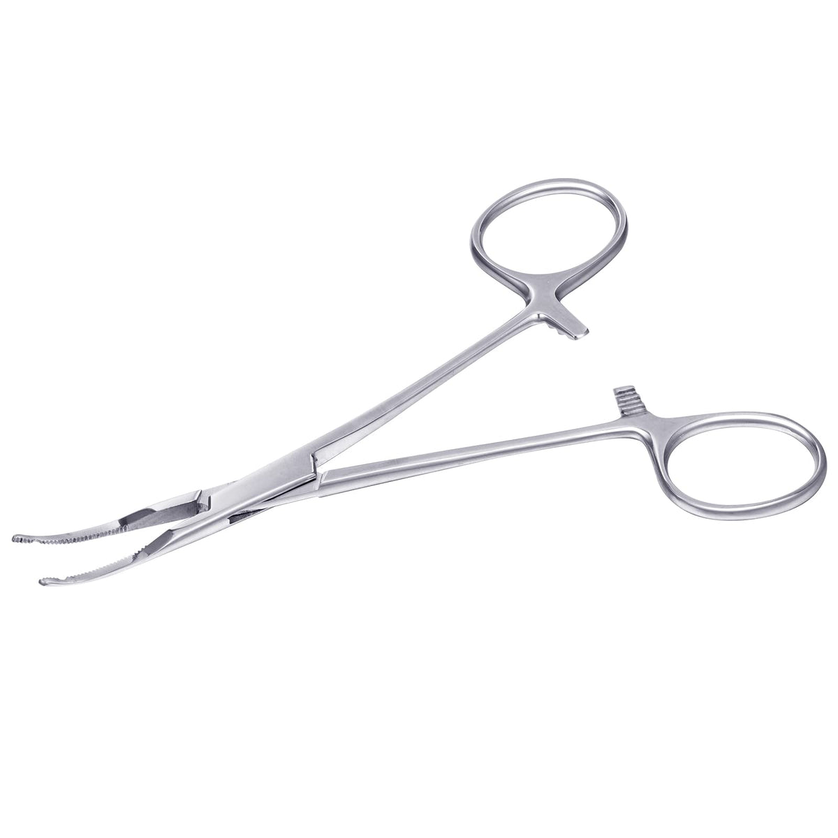 Close-up of DJCIW dermal anchor holder pliers showing precise jaw and stainless surface.