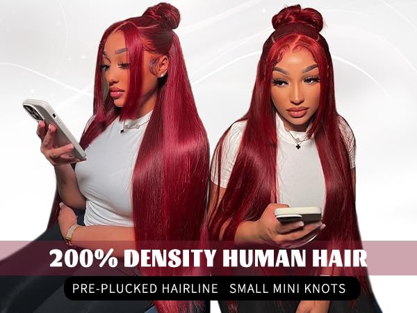 DJFG Burgundy Wig 200 density ensures fullness for high-impact looks.