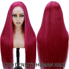 DJFG Burgundy Wig HD lace close-up shows seamless scalp illusion.