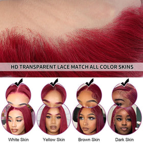 DJFG Burgundy Wig pre-plucked hairline for natural edge and easy styling.