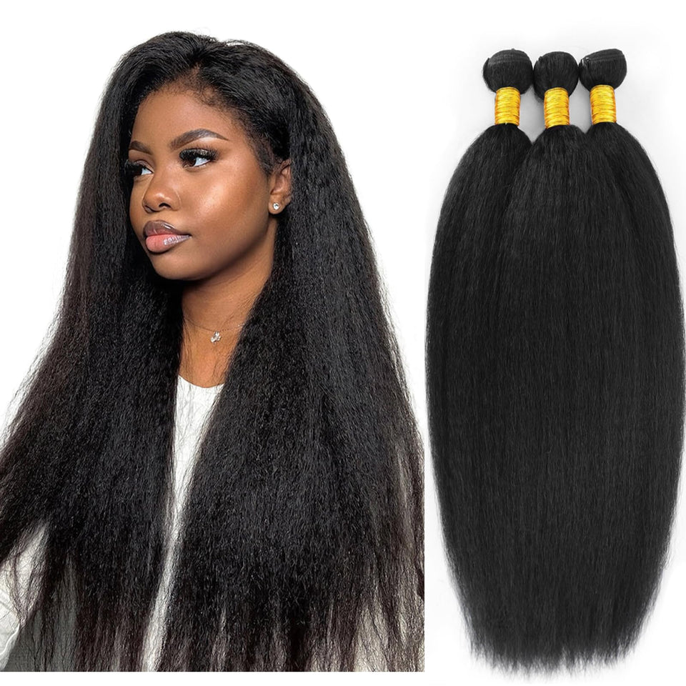 DJFG Kinky Straight Bundles 18-inch texture for natural-looking fullness and seamless blend.