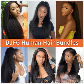DJFG Kinky Straight Bundles soft texture highlights silky feel and easy styling.