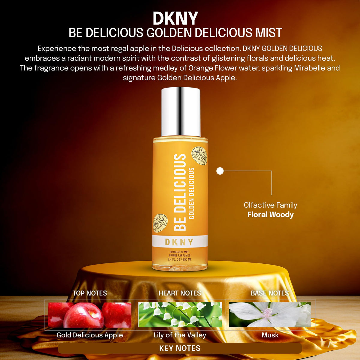 DKNY Golden Delicious Fragrance Mist adds light warmth for everyday wear