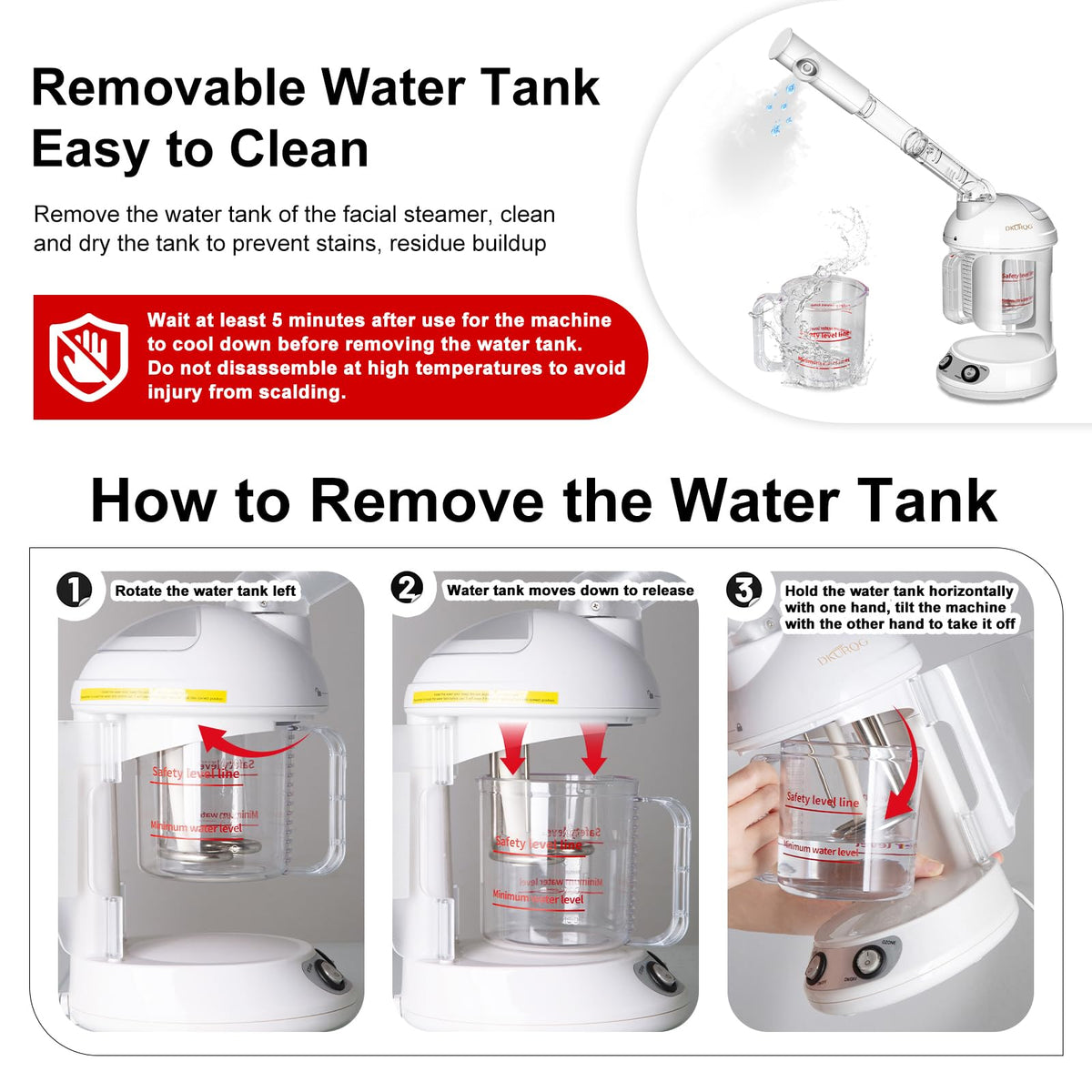 DKURQG Nano Ionic Facial Steamer 360° sprayer delivers consistent mist