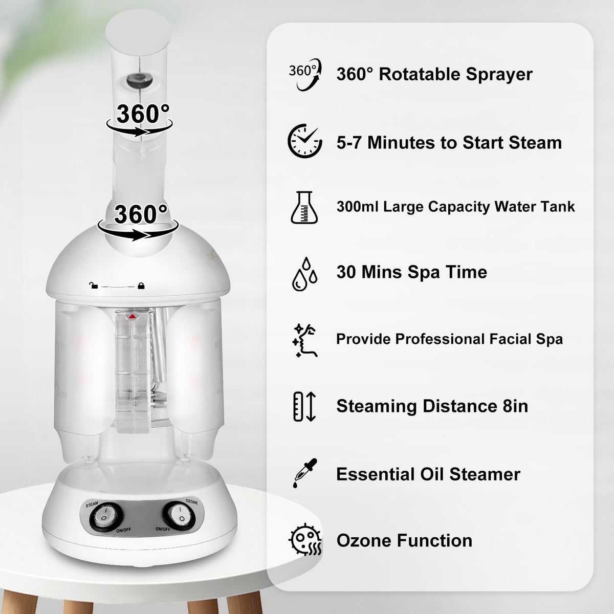DKURQG Nano Ionic Facial Steamer ready for home spa routine
