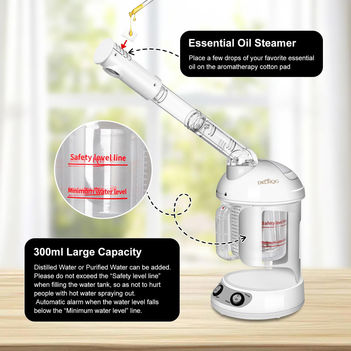 DKURQG Nano Ionic Facial Steamer in use for at-home spa session