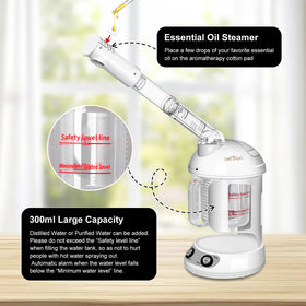 DKURQG Nano Ionic Facial Steamer in use for at-home spa session