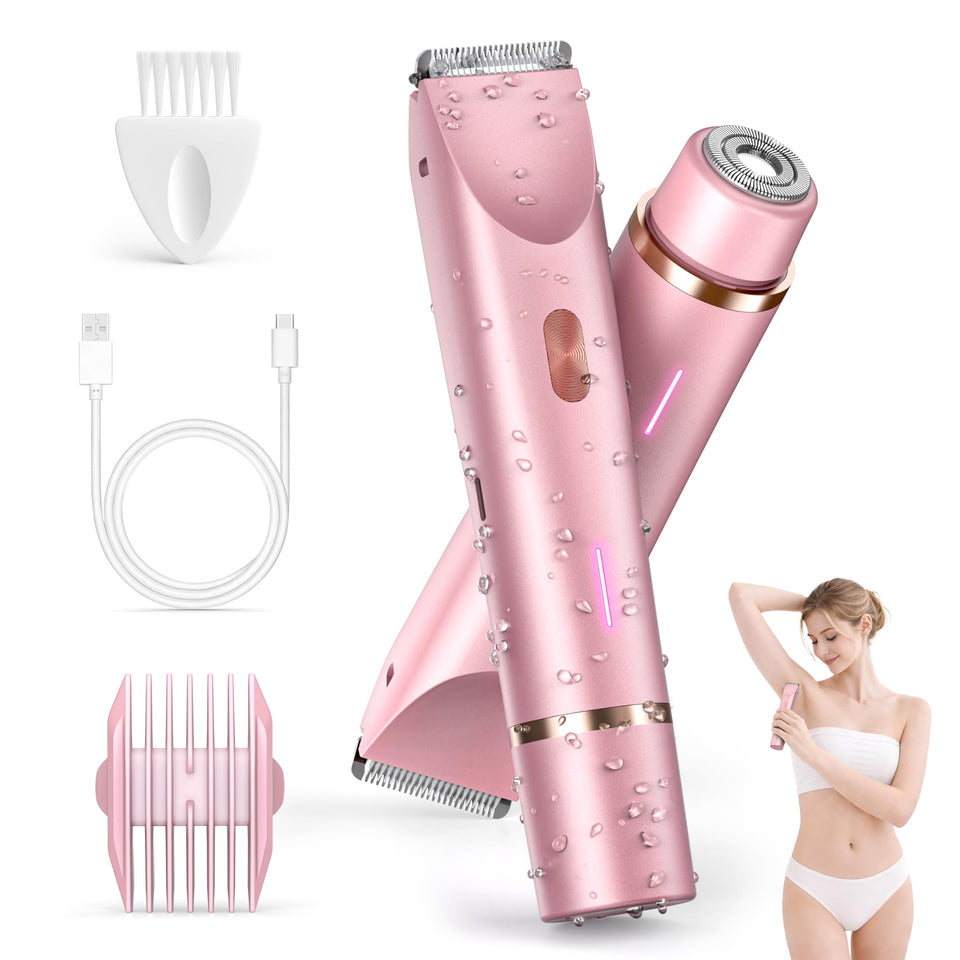 DLALCSA bikini trimmer dual head in pink for flexible body grooming.