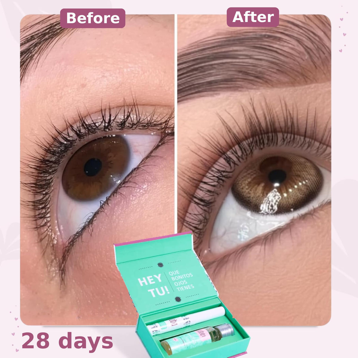 D'Luchi Kaba eyelash serum being applied at the lash root for nourishment