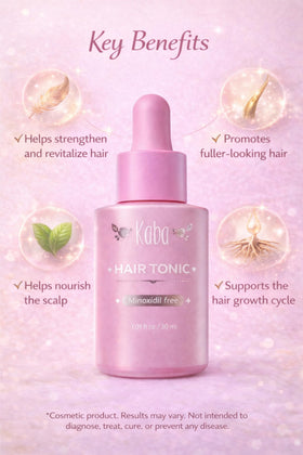 D'Luchi Kaba Tonic serum on scalp demonstrates targeted application for nourishment.