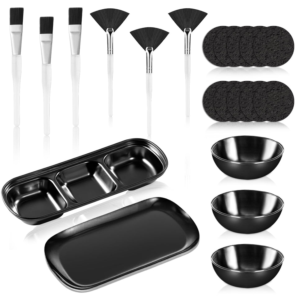 DLUGOPIS black stainless steel face bowl set for precise mask mixing and spa prep.