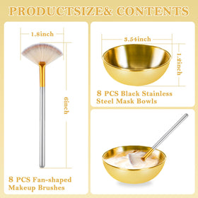 DLUGOPIS gold facial brush set close up soft bristles for even mask application