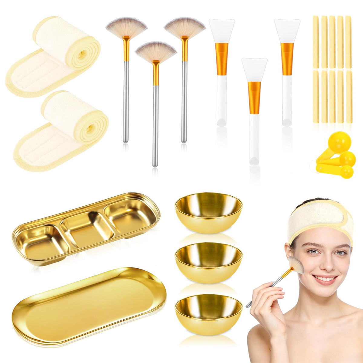 Dlugopis gold facial mixing bowls for precise mask blending.