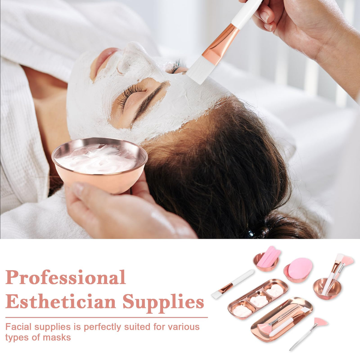 DLUGOPIS rose gold 3-compartment serving tray organizes lotions and oils.