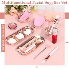 DLUGOPIS rose gold compressed facial sponge expands when damp for gentle cleansing.