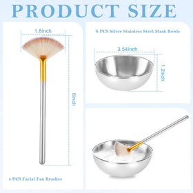 DLUGOPIS silver fan brushes designed for smooth mask stirring and even makeup blending.
