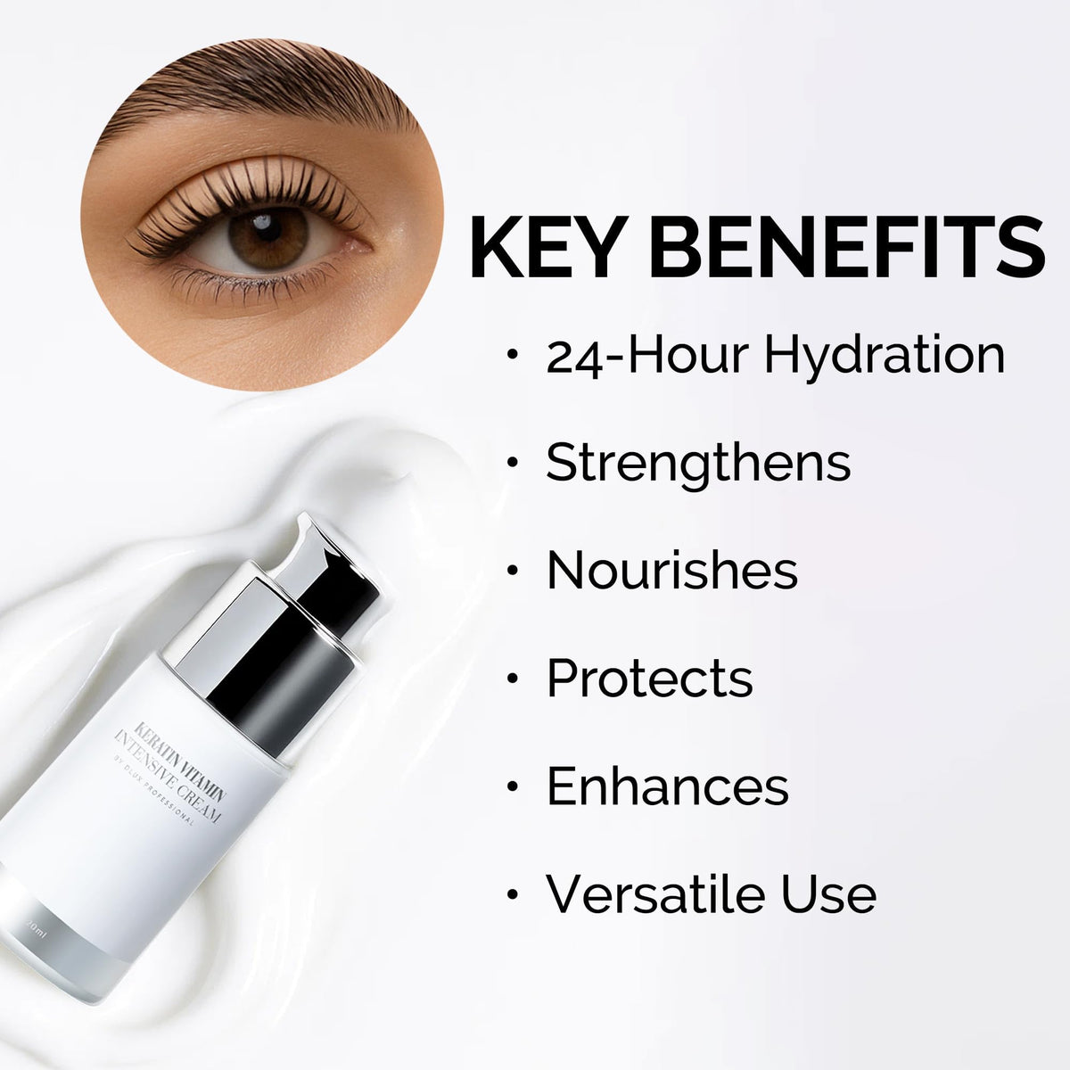 DLUX PROFESSIONAL 24-hour hydration visual shows lasting moisture