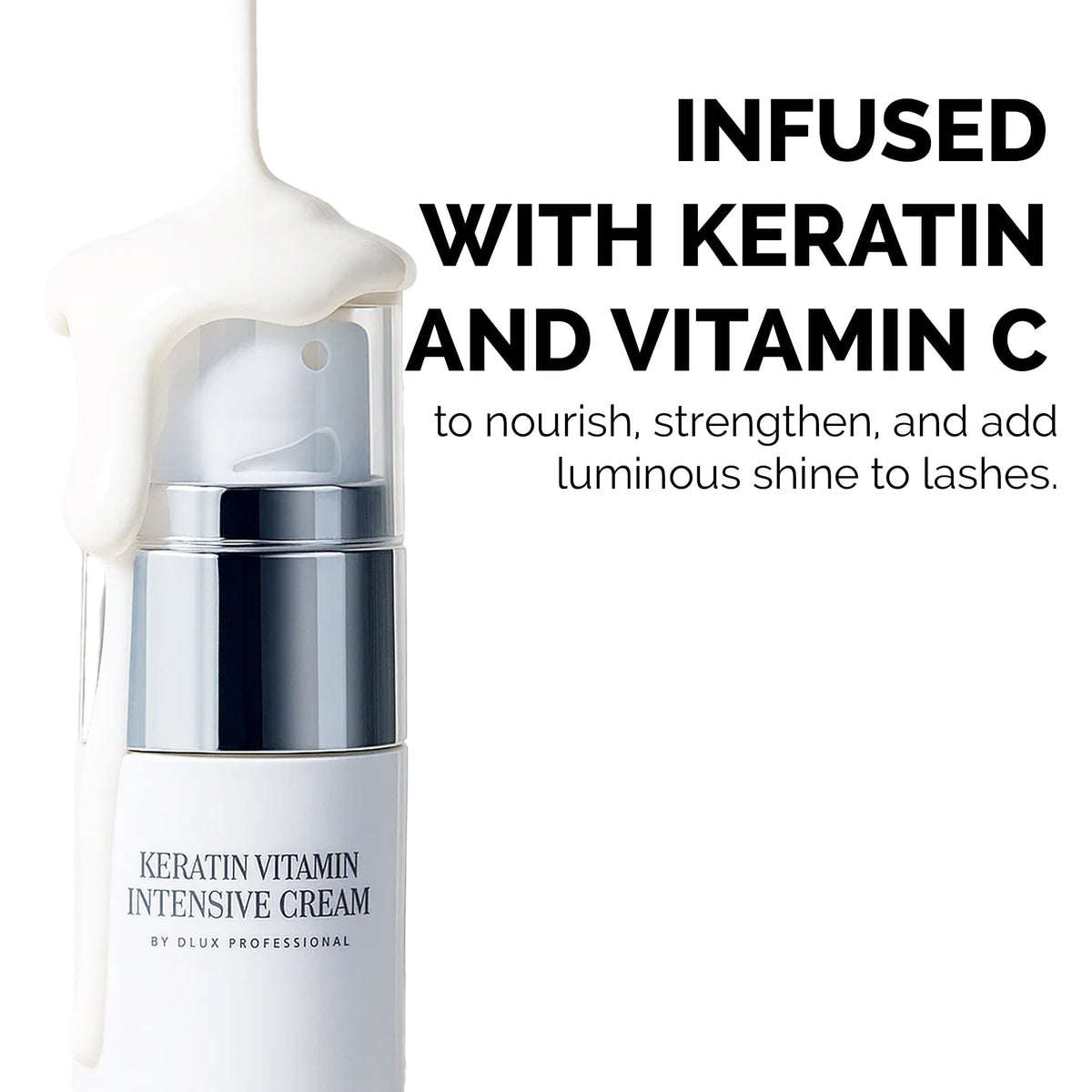 DLUX PROFESSIONAL Keratin Lash Botox Serum application demonstrates easy daily use
