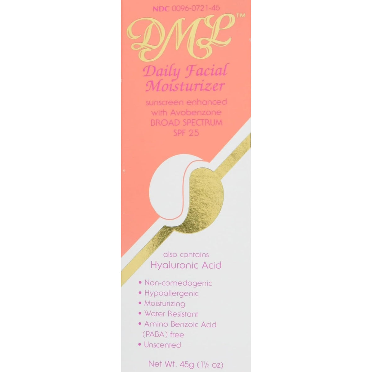DML Facial Moisturizer SPF25 bottle showing hydrating formula.